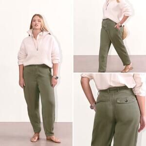 Everlane The Tencel Relaxed Chino Pants Olive Green High Rise Women 6 NWT Pocket